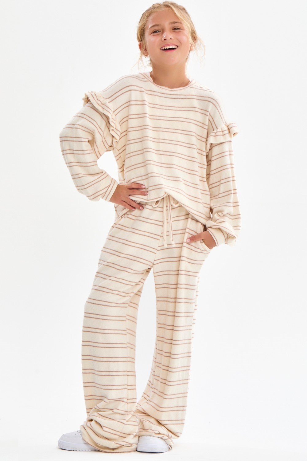 Striped Wide Legs Knit Pants