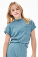 Chest Pocket Mock Neck Drop Shoulder Knit - JADE