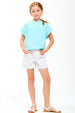 Slouchy design Wrapped cutout back tee - Aqua