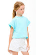 Slouchy design Wrapped cutout back tee - Aqua