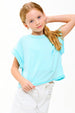 Slouchy design Wrapped cutout back tee - Aqua