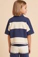 Girls Color block Stripe Half Zip Knit Top/Short SET - Black