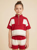 Girls Color block Stripe SET - Red