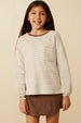 Girls Soft Stripe Knit Contrast Banded Long Sleeve Tee