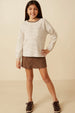 Girls Soft Stripe Knit Contrast Banded Long Sleeve Tee