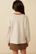 Girls Soft Stripe Knit Contrast Banded Long Sleeve Tee