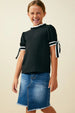 Girls Contrast Piped Tie Sleeve Detail Top - RED