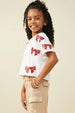 Girls Gameday Team Color Sequin Bow Patched T Shirt