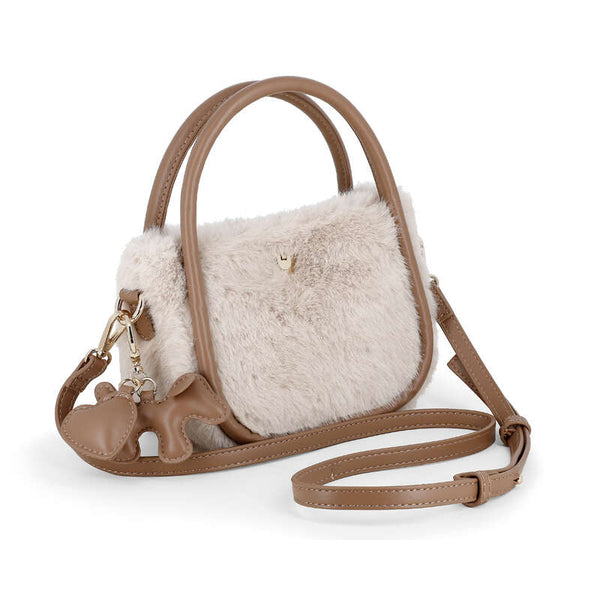 Faux-fur bag with charms