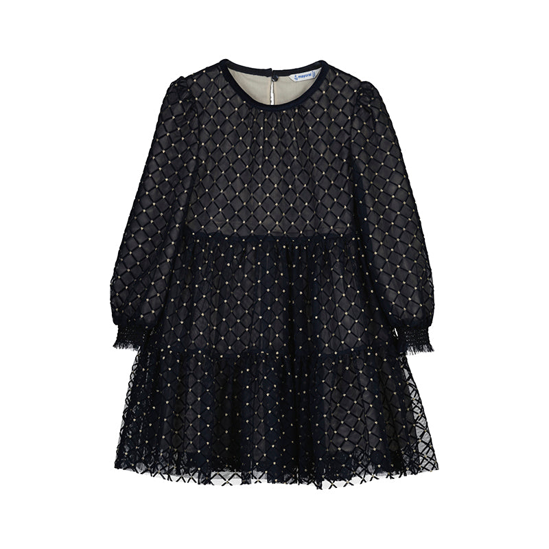 Tulle printed dress - Navy