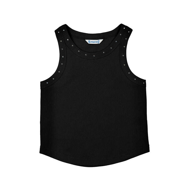 Girl Ribbed Tank Top - Black