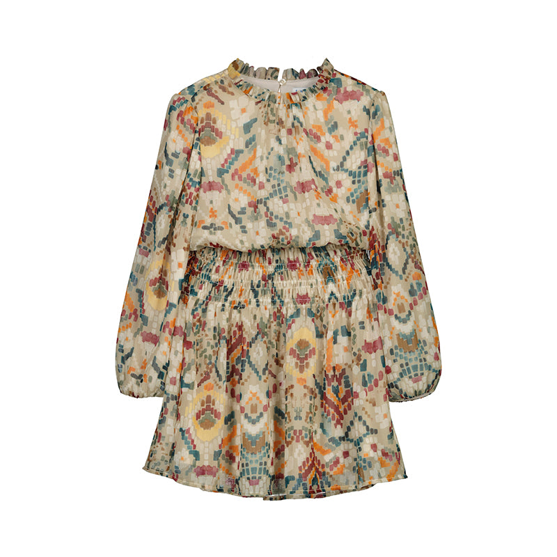 Printed dress for girls - SEPIA