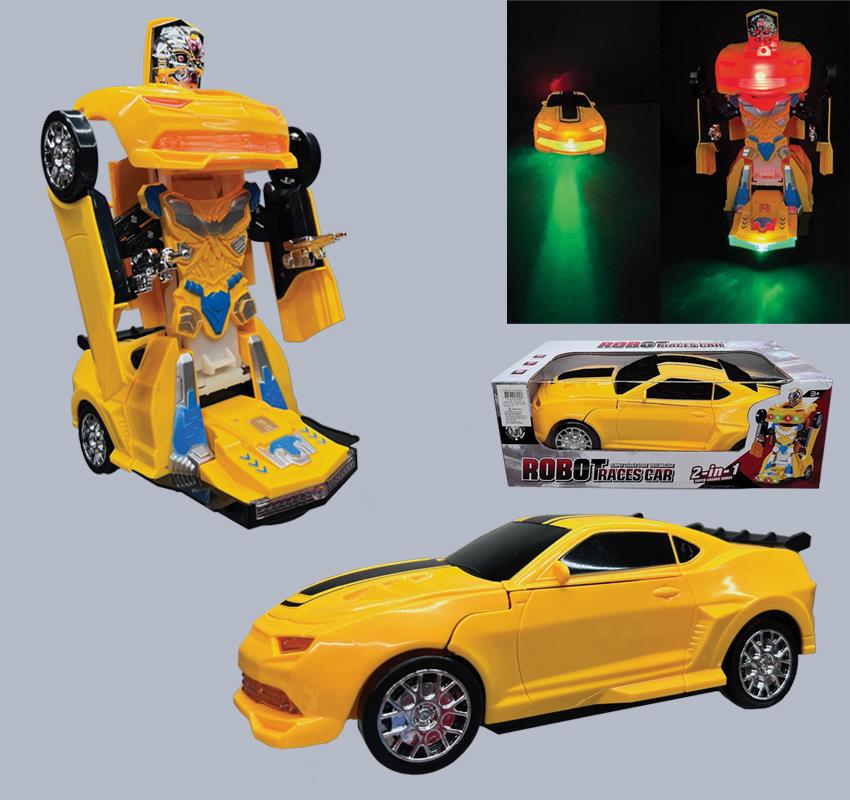 Transformer Toy Battery Race Car-Robot Light Up