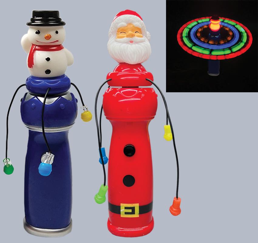 Wands Spinner Santa OR Snowman Light Up 7.75"
