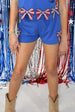 Side Cut Out Bow Patch Shorts - Dazzling Blue