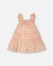 Multi-Tiered Dress With Smocking Pink Printed Flowers