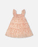 Multi-Tiered Dress With Smocking Pink Printed Flowers