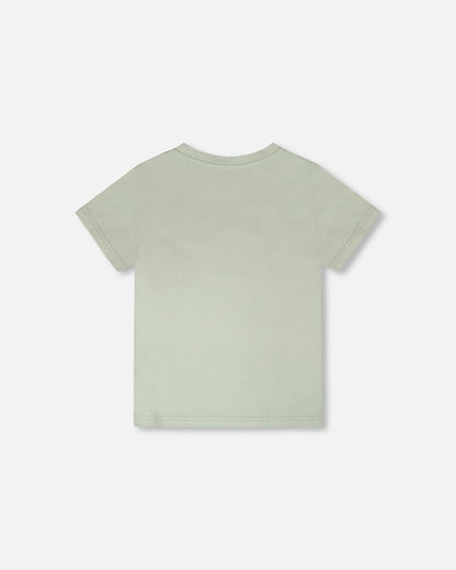 Organic Cotton Jersey T-Shirt With Print Sage