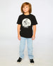 Organic Cotton Jersey T-Shirt With Dino On Bike Print Black