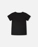 Organic Cotton Jersey T-Shirt With Dino On Bike Print Black