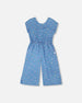 Chambray Jumpsuit Blue Flower Print