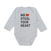 MR. STEAL YOUR HEART VALENTINE'S DAY LONG SLEEVE BODYSUIT - GRAY