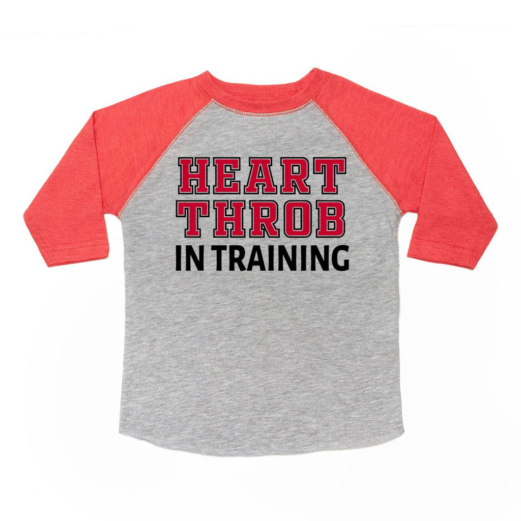 HEART THROB IN TRAINING VALENTINE'S DAY 3/4 SHIRT - HEATHER/RED
