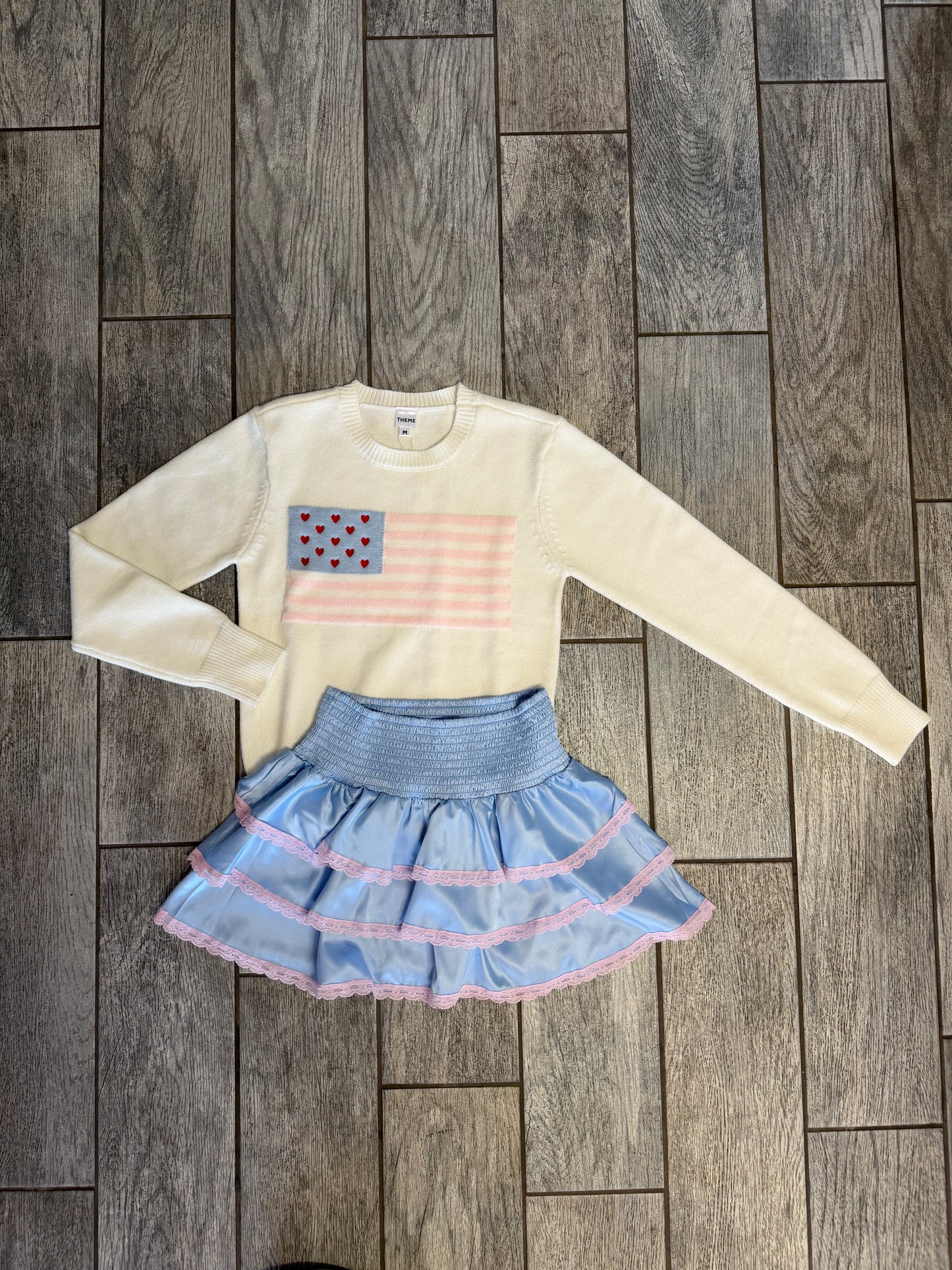 Tiegan White American Flag Sweater
