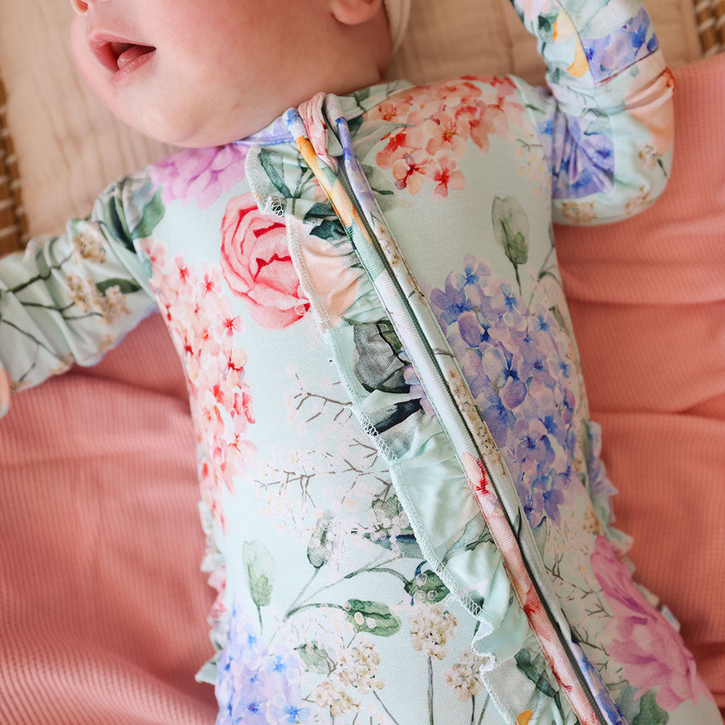 Footie Ruffled Zippered One Piece - Erin
