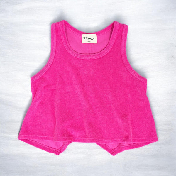 TERRY CLOTH RACERBACK FLUTTER TANK - Dragon Fruit