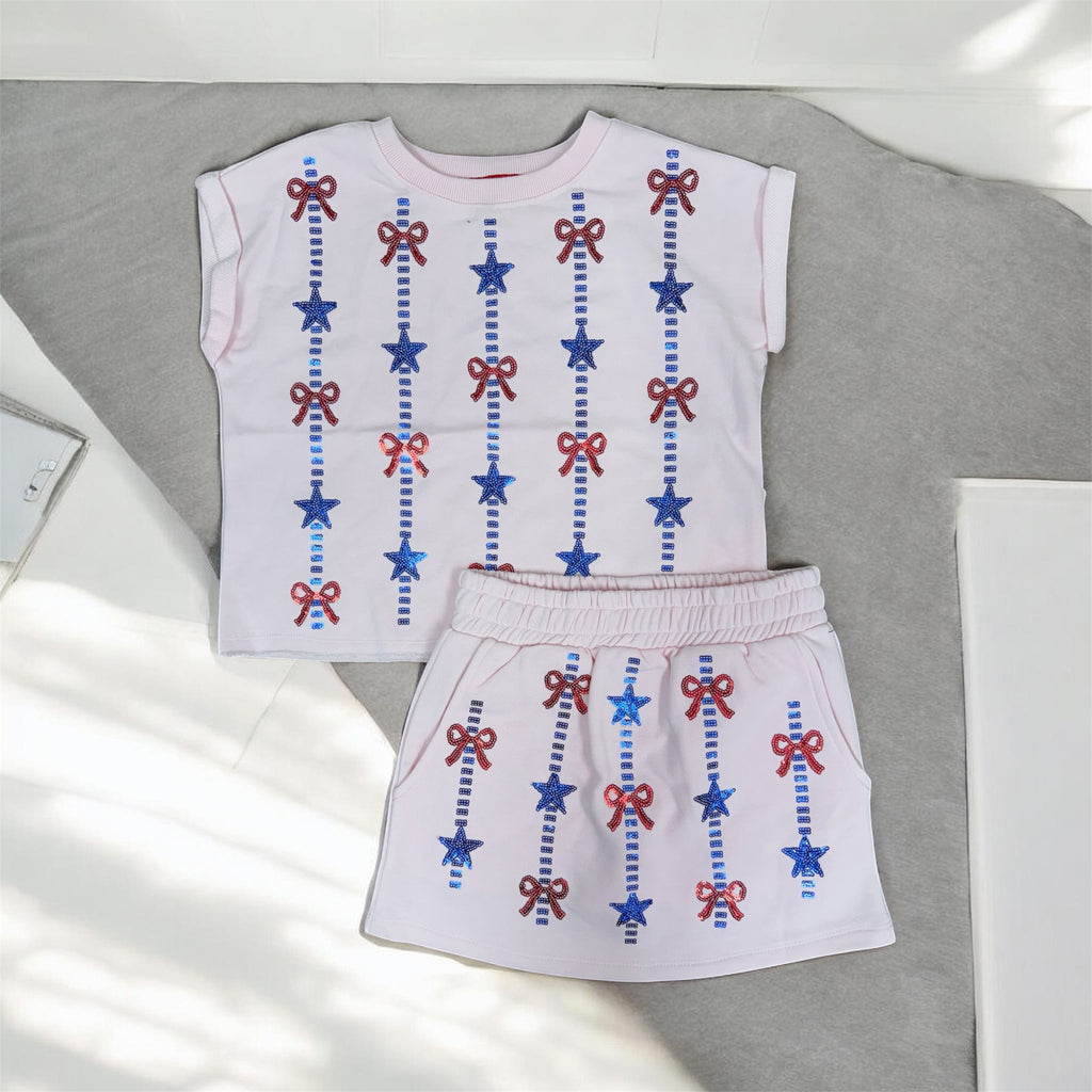 Sequin Stars and Bows Americana Skort