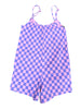 Checkered Pull On Romper Purple