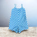 Checkered Pull On Romper Blue