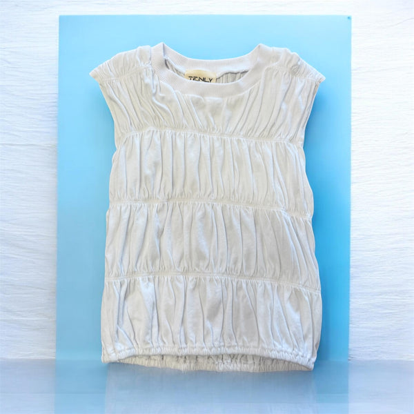 COTTON JERSEY TIERED SMOCKED TANK