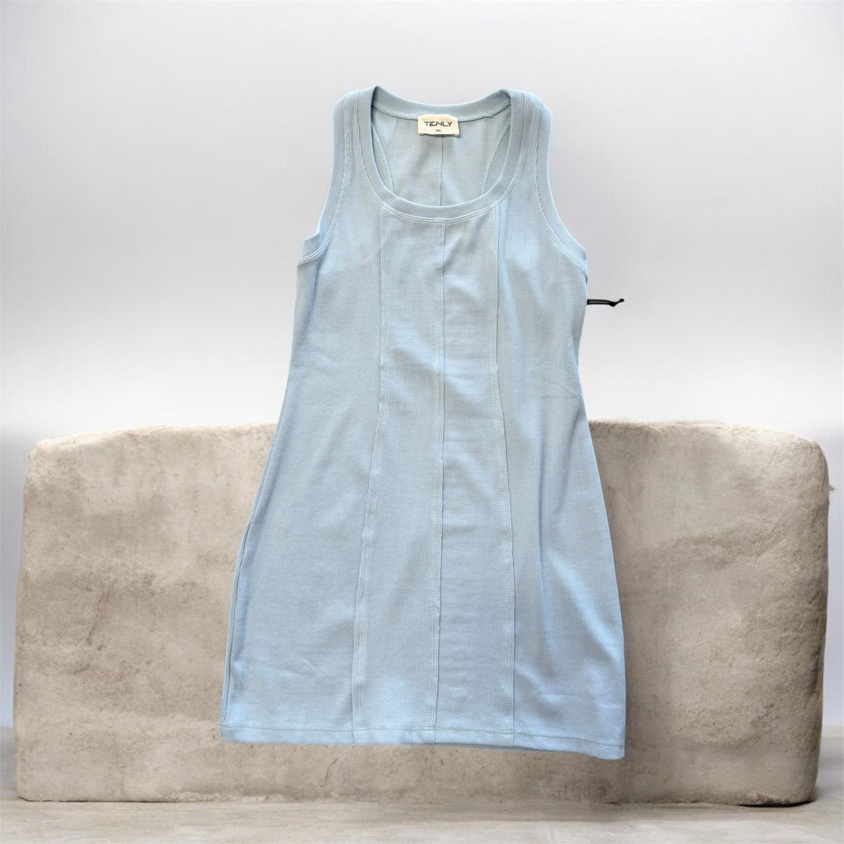 RIB RAW EDGE RACER TANK DRESS - saltwater taffy