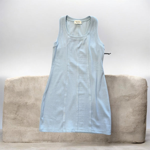 RIB RAW EDGE RACER TANK DRESS - saltwater taffy