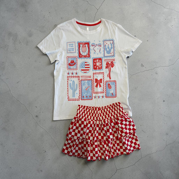 Game day Checkered Ruffle Skort