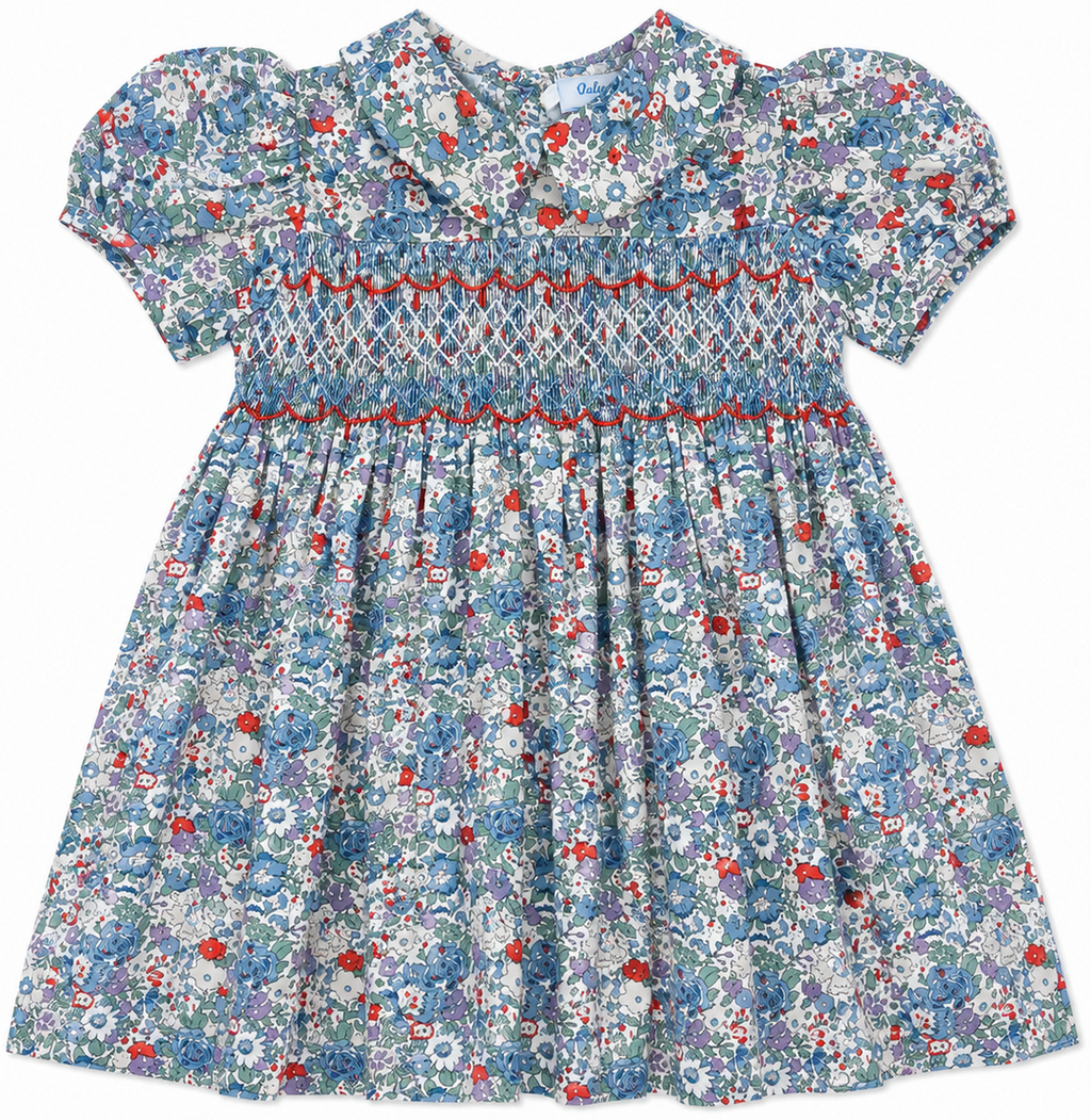 Gianna Blue Flower Smock Dress