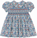 Gianna Blue Flower Smock Dress