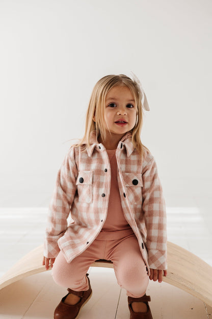 HOODED SHACKET - MISTY ROSE PLAID