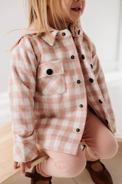 HOODED SHACKET - MISTY ROSE PLAID