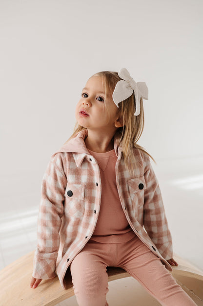 HOODED SHACKET - MISTY ROSE PLAID