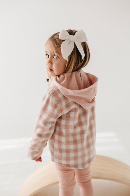 HOODED SHACKET - MISTY ROSE PLAID