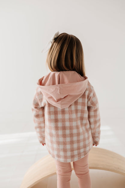 HOODED SHACKET - MISTY ROSE PLAID