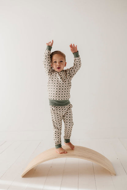 FLEECE SWEATSHIRT - FERN CHECKERED