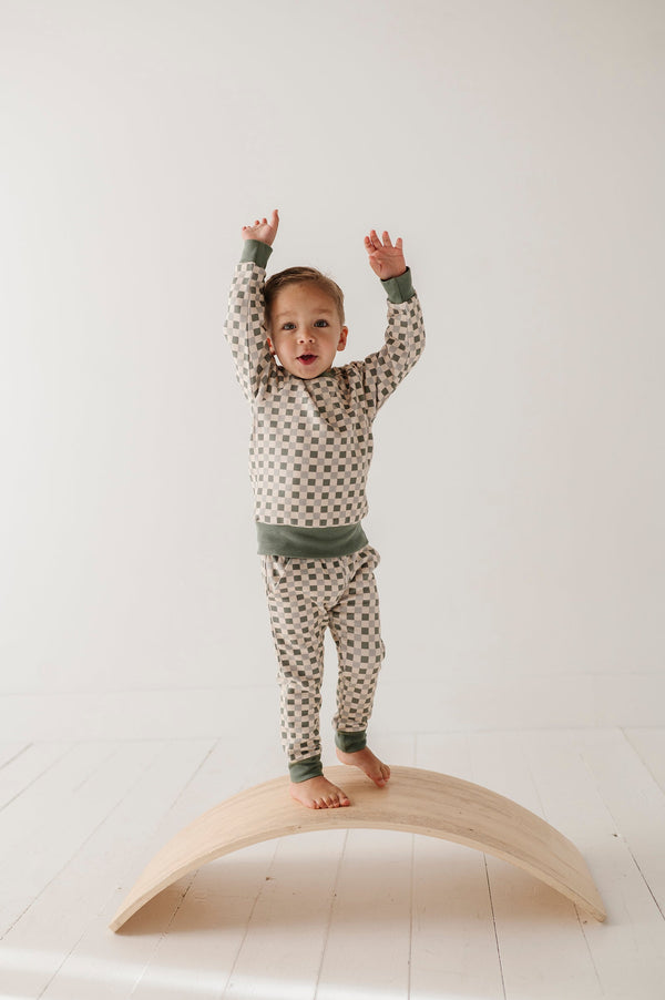 FLEECE SWEATSHIRT - FERN CHECKERED