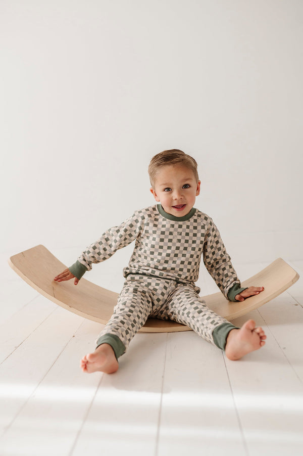 FLEECE SWEATPANTS - FERN CHECKERED