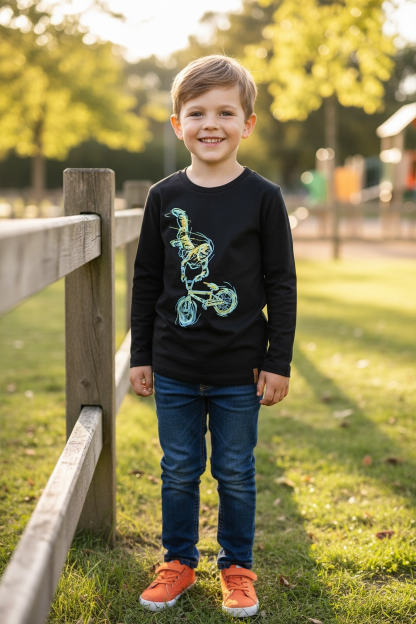 Long Sleeve Cotton Jersey Tee Shirt Black