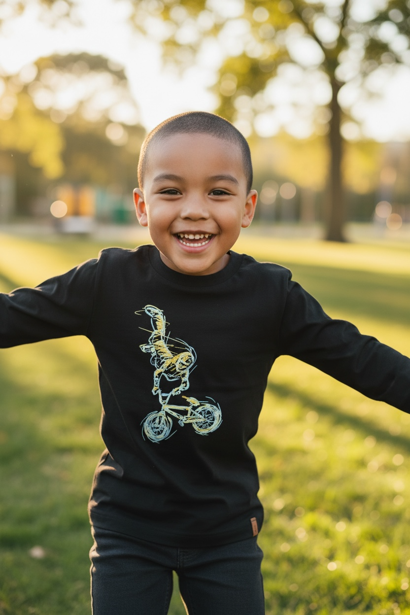 Long Sleeve Cotton Jersey Tee Shirt Black