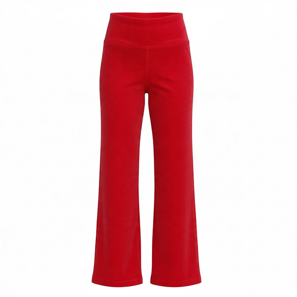 Rib Velour Pants - Red
